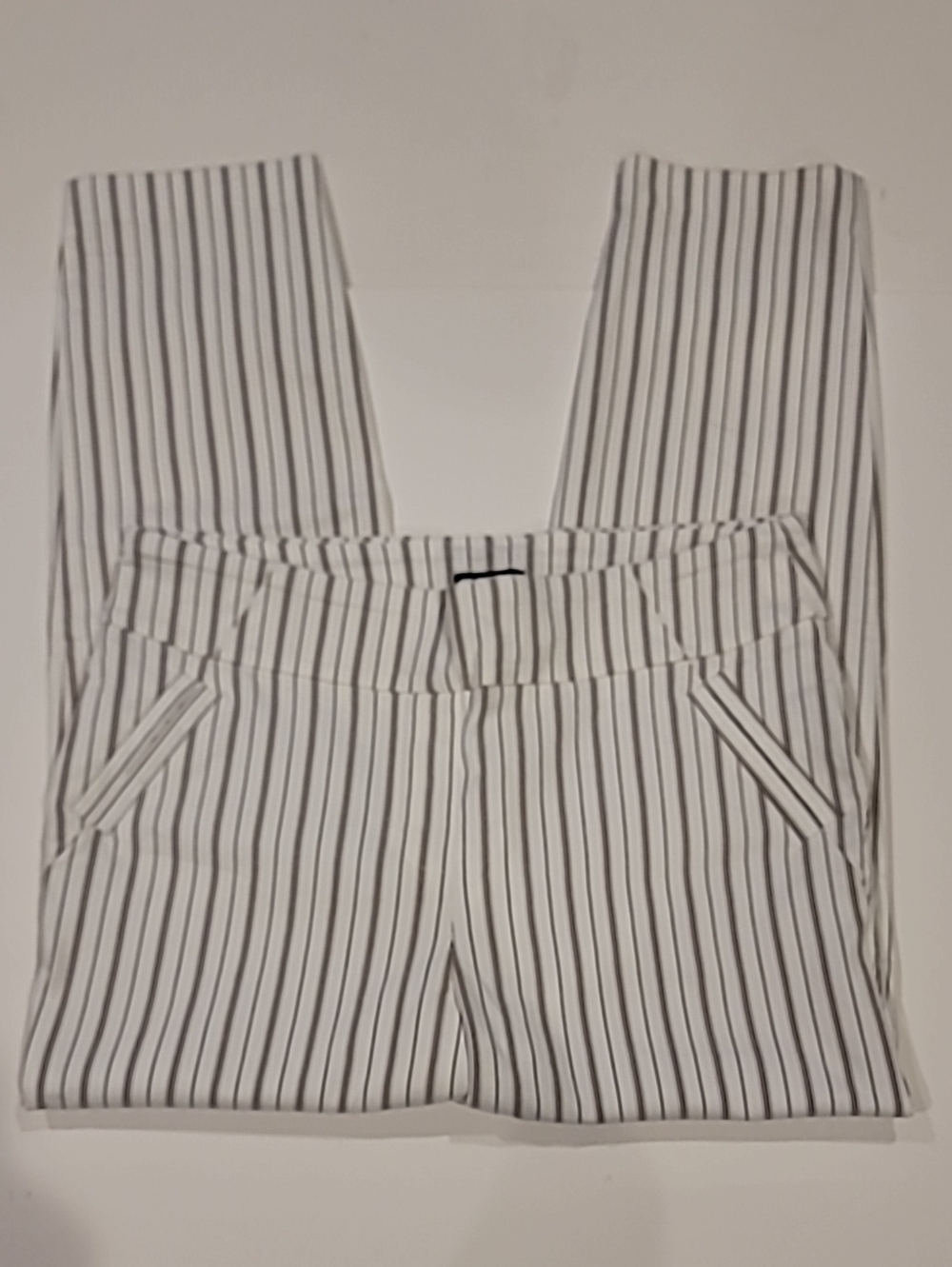 Soho Apparel White and Brown Vertical Stripe Cropped Pants - Picture 3 of 10